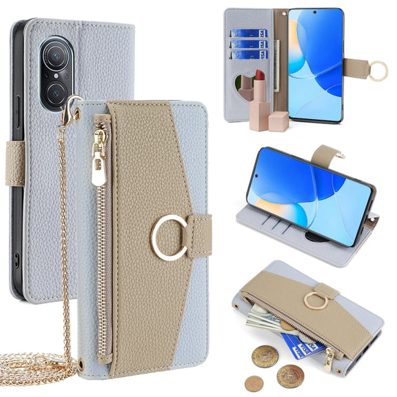 For Huawei nova 9 SE 4G Crossbody Litchi Texture Leather Phone Case(Blue)