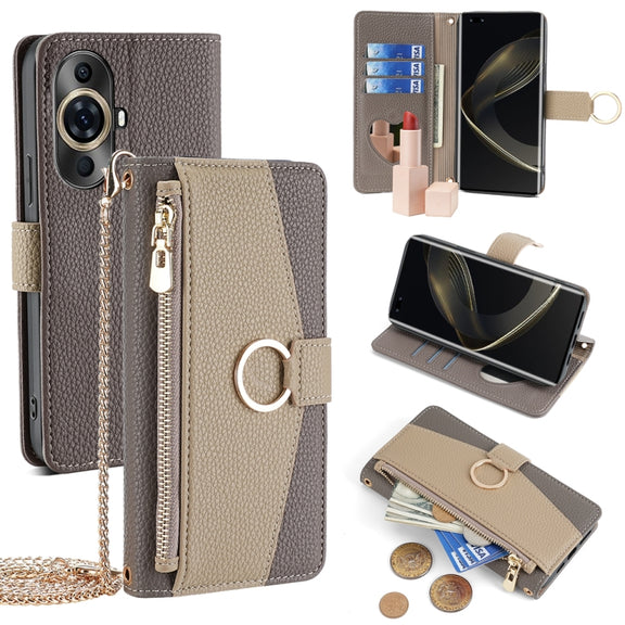 For Huawei nova 11 Pro 4G/nova 11 Ultra 4G Crossbody Litchi Texture Leather Phone Case(Grey)