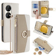 For Huawei P50 Pro Crossbody Litchi Texture Leather Phone Case(White) - Huawei Cases by PMC TechLife | Online Shopping South Africa | PMC TechLife | Buy Now Pay Later Mobicred