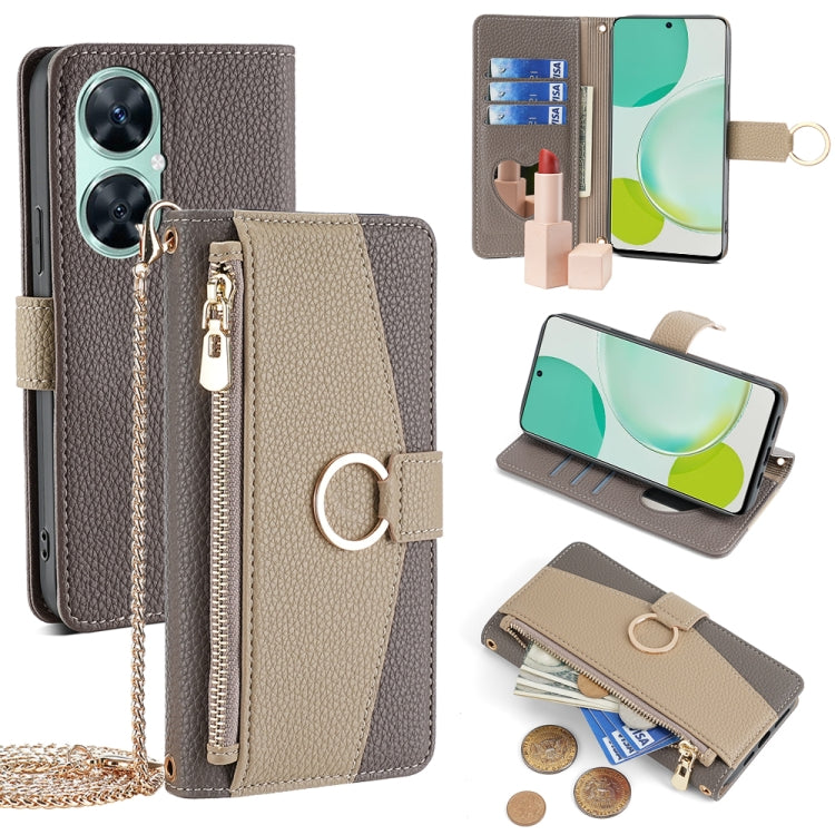For Huawei Enjoy 60 Pro/Nova 11i/Maimang 20 Crossbody Litchi Texture Leather Phone Case(Grey) - Huawei Cases by PMC TechLife | Online Shopping South Africa | PMC TechLife | Buy Now Pay Later Mobicred