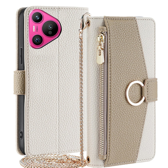 For Huawei Pura 70 5G Crossbody Litchi Texture Leather Phone Case(White)