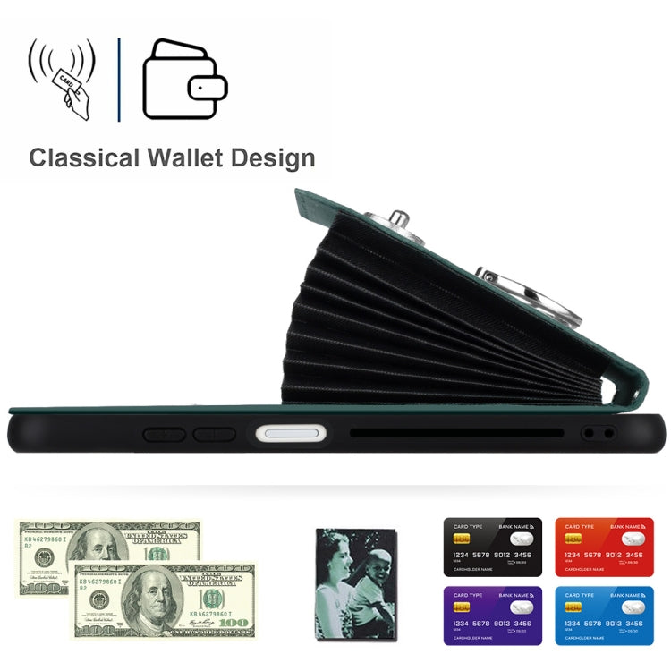 For Xiaomi Poco F5 5G/Redmi Note 12 Turbo Organ Card Bag Ring Holder PU Phone Case(Green) - Xiaomi Cases by PMC TechLife | Online Shopping South Africa | PMC TechLife | Buy Now Pay Later Mobicred