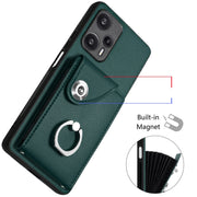 For Xiaomi Poco F5 5G/Redmi Note 12 Turbo Organ Card Bag Ring Holder PU Phone Case(Green)