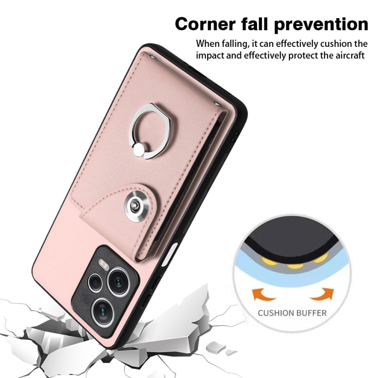 For Xiaomi Poco X5/Redmi Note 12 5G Global Organ Card Bag Ring Holder PU Phone Case(Pink) - Xiaomi Cases by PMC TechLife | Online Shopping South Africa | PMC TechLife | Buy Now Pay Later Mobicred