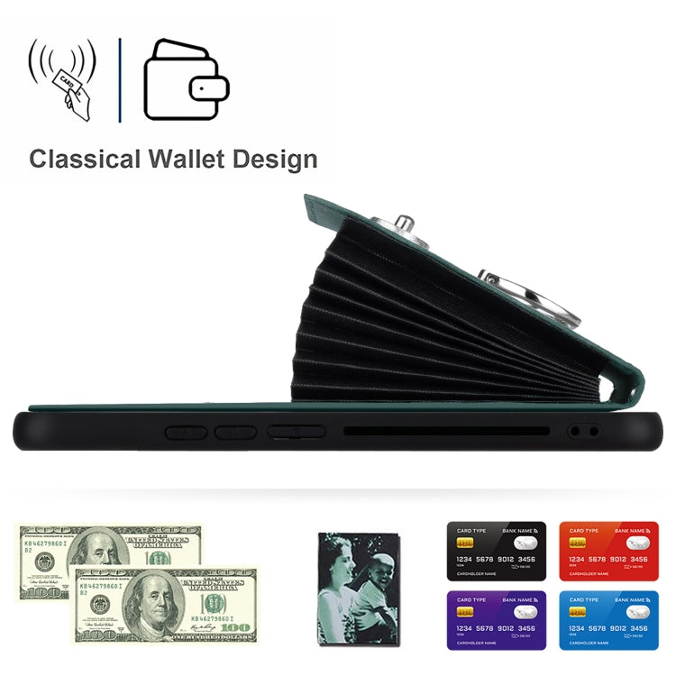 For Xiaomi Redmi Note 13 4G Global Organ Card Bag Ring Holder PU Phone Case(Green) - Note 13 Cases by PMC TechLife | Online Shopping South Africa | PMC TechLife | Buy Now Pay Later Mobicred