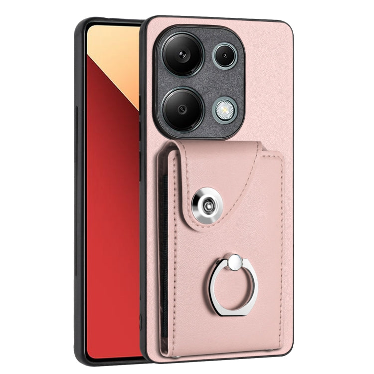For Xiaomi Redmi Note 13 Pro 4G Global Organ Card Bag Ring Holder PU Phone Case(Pink) - Note 13 Pro Cases by PMC TechLife | Online Shopping South Africa | PMC TechLife | Buy Now Pay Later Mobicred