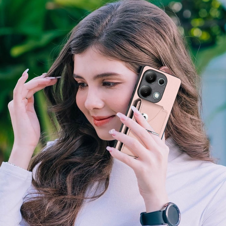 For Xiaomi Redmi Note 13 Pro 4G Global Organ Card Bag Ring Holder PU Phone Case(Pink) - Note 13 Pro Cases by PMC TechLife | Online Shopping South Africa | PMC TechLife | Buy Now Pay Later Mobicred