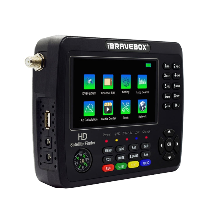iBRAVEBOX V10 Finder Max 4.3 inch Display Digital Satellite Meter Signal Finder, Support DVB-S/S2/S2X, Plug Type:EU Plug(Black)
