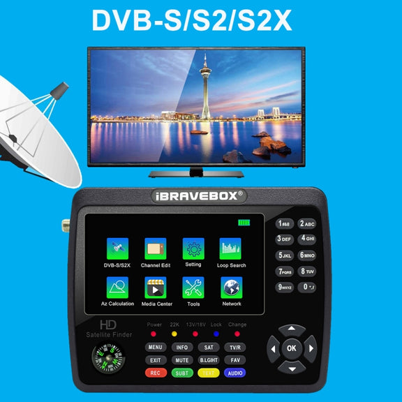 iBRAVEBOX V10 Finder Max 4.3 inch Display Digital Satellite Meter Signal Finder, Support DVB-S/S2/S2X, Plug Type:US Plug(Black)