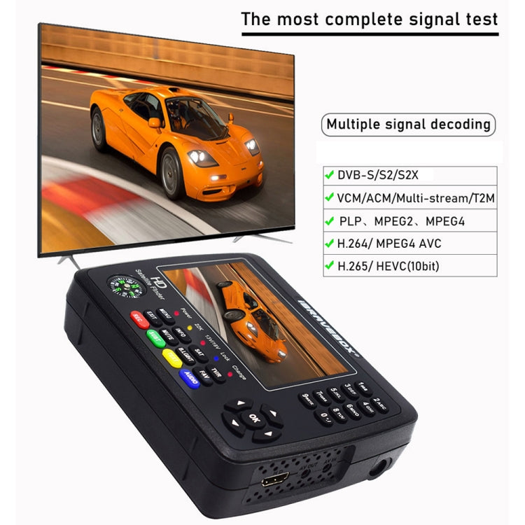 iBRAVEBOX V10 Finder Max 4.3 inch Display Digital Satellite Meter Signal Finder, Support DVB-S/S2/S2X, Plug Type:EU Plug(Black)