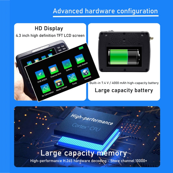 iBRAVEBOX V10 Finder Max 4.3 inch Display Digital Satellite Meter Signal Finder, Support DVB-S/S2/S2X, Plug Type:UK Plug(Black)