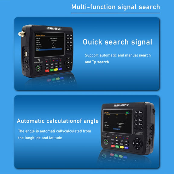 iBRAVEBOX V10 Finder Max 4.3 inch Display Digital Satellite Meter Signal Finder, Support DVB-S/S2/S2X, Plug Type:US Plug(Black)