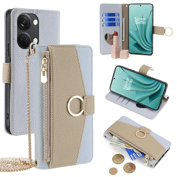 For OnePlus Ace 2V 5G Crossbody Litchi Texture Leather Phone Case(Blue) - OnePlus Cases by PMC TechLife | Online Shopping South Africa | PMC TechLife | Buy Now Pay Later Mobicred
