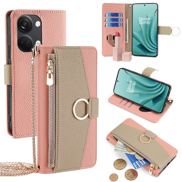 For OnePlus Ace 2V 5G Crossbody Litchi Texture Leather Phone Case(Pink) - OnePlus Cases by PMC TechLife | Online Shopping South Africa | PMC TechLife | Buy Now Pay Later Mobicred