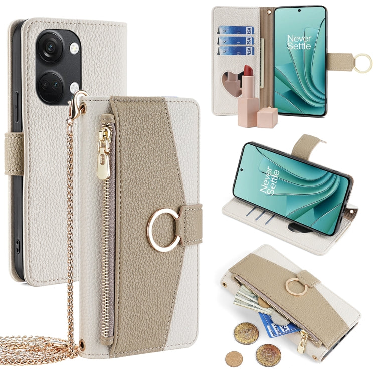 For OnePlus Ace 2V 5G Crossbody Litchi Texture Leather Phone Case(White) - OnePlus Cases by PMC TechLife | Online Shopping South Africa | PMC TechLife | Buy Now Pay Later Mobicred