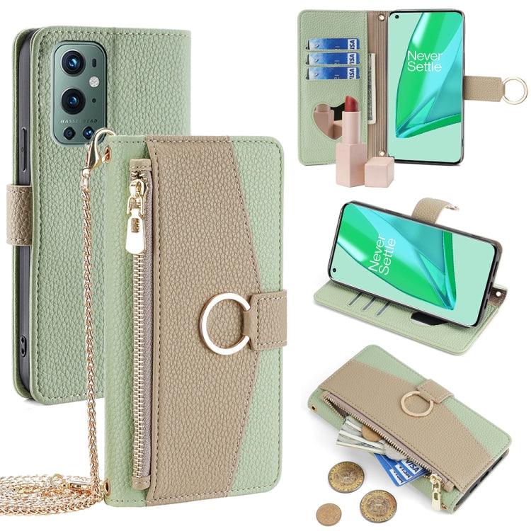 For OnePlus 9 Pro Crossbody Litchi Texture Leather Phone Case(Green) - OnePlus Cases by PMC TechLife | Online Shopping South Africa | PMC TechLife | Buy Now Pay Later Mobicred