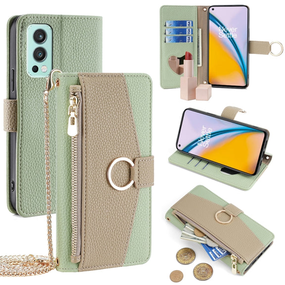 For OnePlus Nord 2 5G Crossbody Litchi Texture Leather Phone Case(Green)