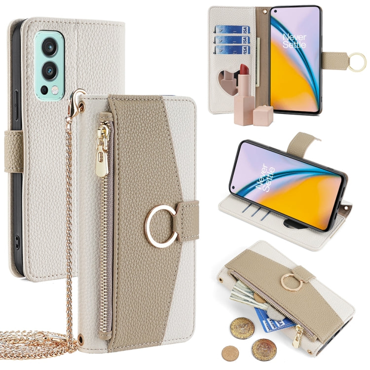 For OnePlus Nord 2 5G Crossbody Litchi Texture Leather Phone Case(White) - OnePlus Cases by PMC TechLife | Online Shopping South Africa | PMC TechLife | Buy Now Pay Later Mobicred