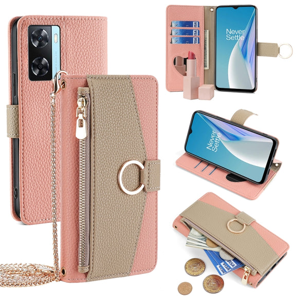 For OnePlus Nord N20 SE Crossbody Litchi Texture Leather Phone Case(Pink)