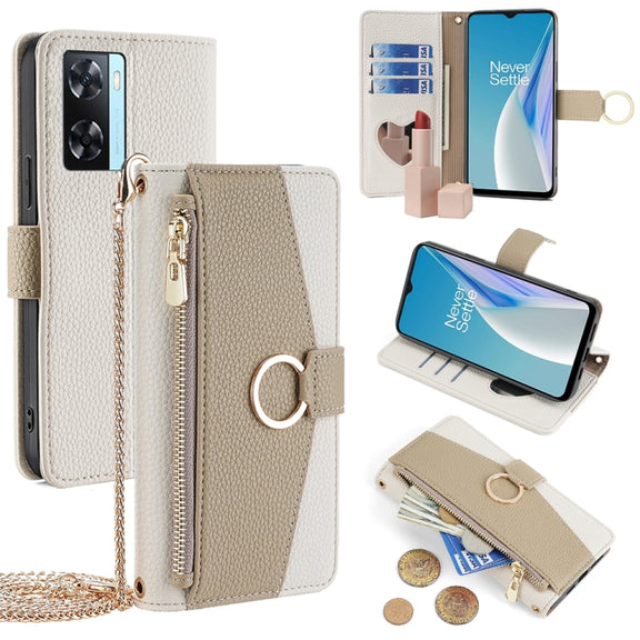 For OnePlus Nord N20 SE Crossbody Litchi Texture Leather Phone Case(White)