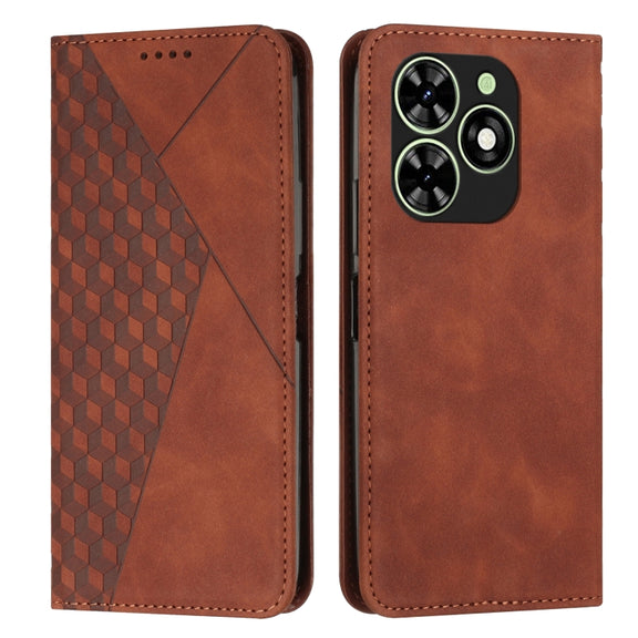For Tecno Spark Go 2024 / POP 8 Diamond Splicing Skin Feel Magnetic Leather Phone Case(Brown)
