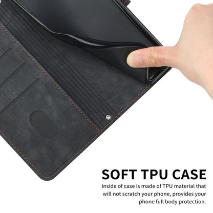 For Tecno Spark Go 2024 / POP 8 Skin Feel Stripe Pattern Leather Phone Case with Long Lanyard(Black) - Tecno Cases by PMC Jewellery | Online Shopping South Africa | PMC Jewellery | Buy Now Pay Later Mobicred