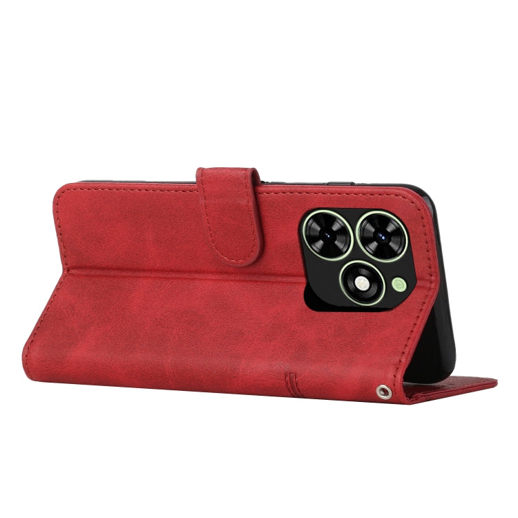 For Tecno Spark Go 2024 / POP 8 Stitching Calf Texture Buckle Leather Phone Case(Red)