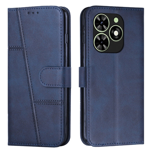 For Tecno Spark Go 2024 / POP 8 Stitching Calf Texture Buckle Leather Phone Case(Blue)