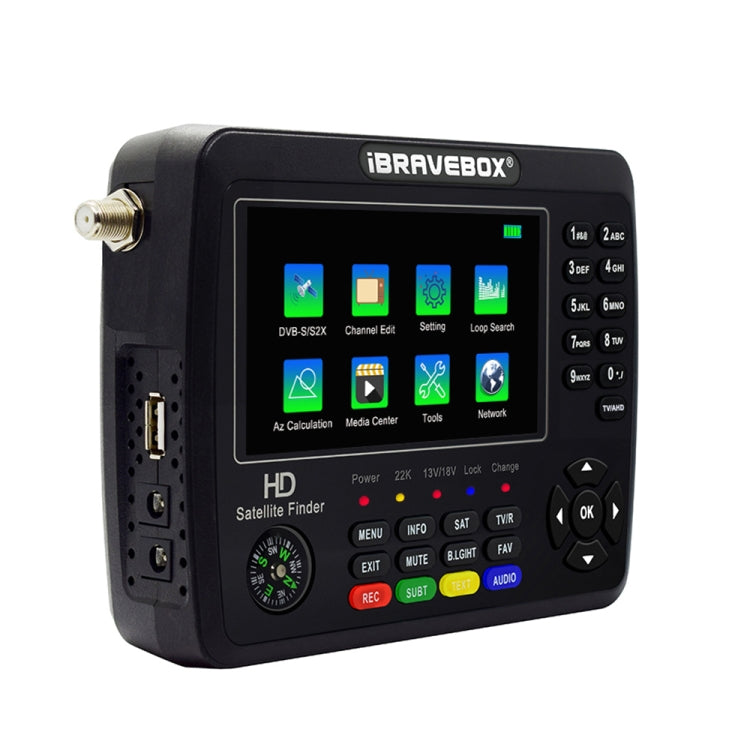 iBRAVEBOX V10 Finder Max+ 4.3 inch Display Digital Satellite Meter Signal Finder, Support DVB-S/S2/S2X AHD, Plug Type:EU Plug(Black) - Satellite Finder by PMC TechLife | Online Shopping South Africa | PMC TechLife | Buy Now Pay Later Mobicred