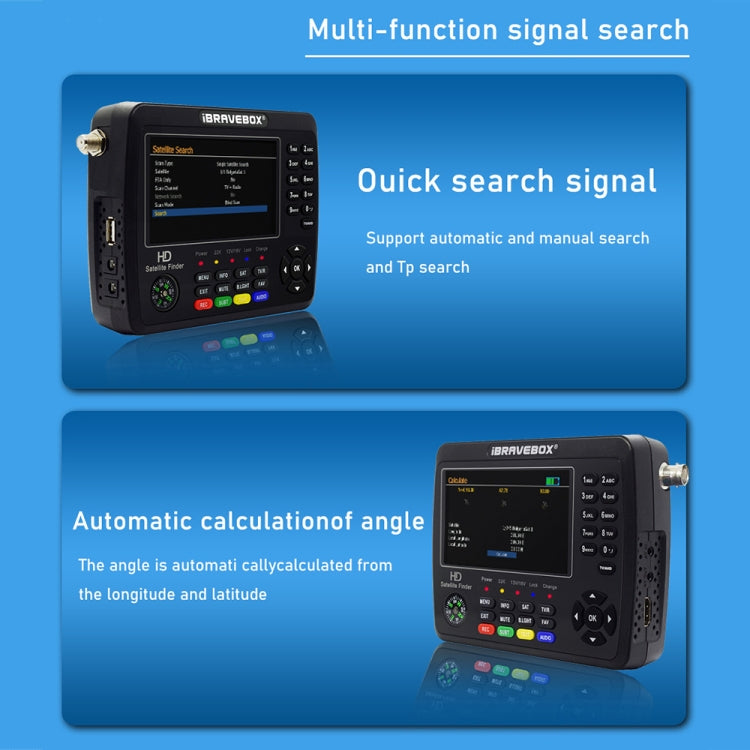 iBRAVEBOX V10 Finder Max+ 4.3 inch Display Digital Satellite Meter Signal Finder, Support DVB-S/S2/S2X AHD, Plug Type:UK Plug(Black)