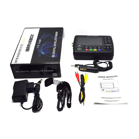 iBRAVEBOX V10 Finder Pro 4.3 inch Display Digital Satellite Meter Signal Finder, Support DVB-S/S2/S2X/T/T2/C, Plug Type:AU Plug(Black)