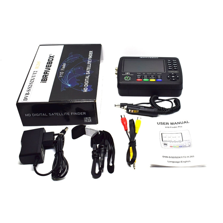 iBRAVEBOX V10 Finder Pro 4.3 inch Display Digital Satellite Meter Signal Finder, Support DVB-S/S2/S2X/T/T2/C, Plug Type:UK Plug(Black) - Satellite Finder by PMC TechLife | Online Shopping South Africa | PMC TechLife | Buy Now Pay Later Mobicred