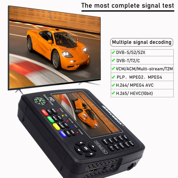 iBRAVEBOX V10 Finder Pro 4.3 inch Display Digital Satellite Meter Signal Finder, Support DVB-S/S2/S2X/T/T2/C, Plug Type:AU Plug(Black)