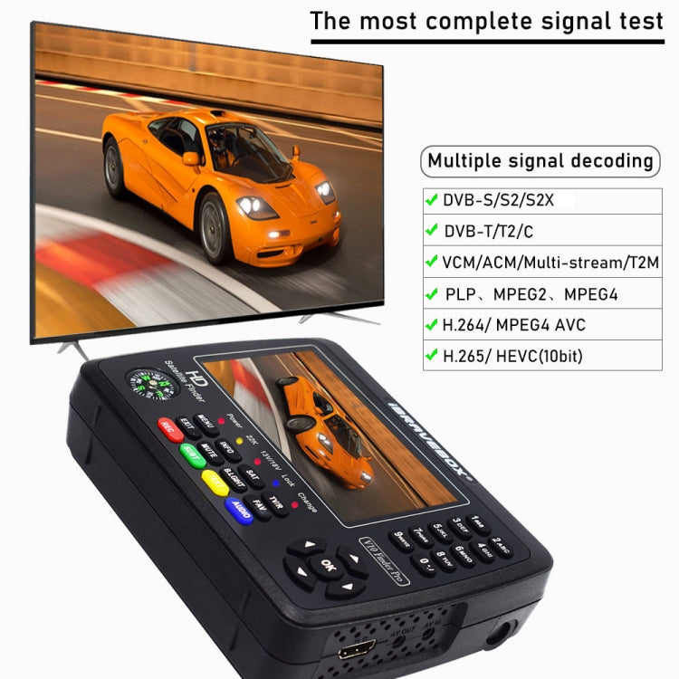 iBRAVEBOX V10 Finder Pro 4.3 inch Display Digital Satellite Meter Signal Finder, Support DVB-S/S2/S2X/T/T2/C, Plug Type:AU Plug(Black)