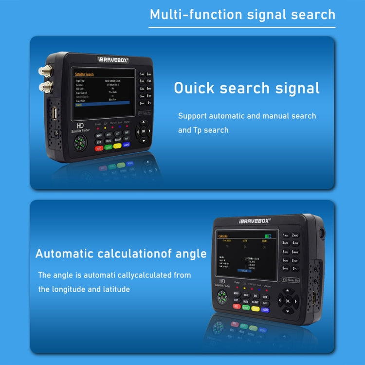 iBRAVEBOX V10 Finder Pro 4.3 inch Display Digital Satellite Meter Signal Finder, Support DVB-S/S2/S2X/T/T2/C, Plug Type:AU Plug(Black)