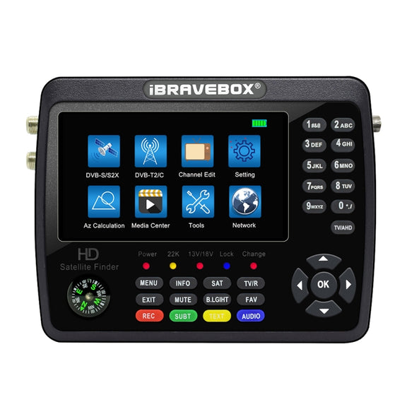 iBRAVEBOX V10 Finder Pro+ 4.3 inch Display Digital Satellite Meter Signal Finder, Support DVB-S/S2/S2X/T/T2/C AHD, Plug Type:EU Plug(Black)