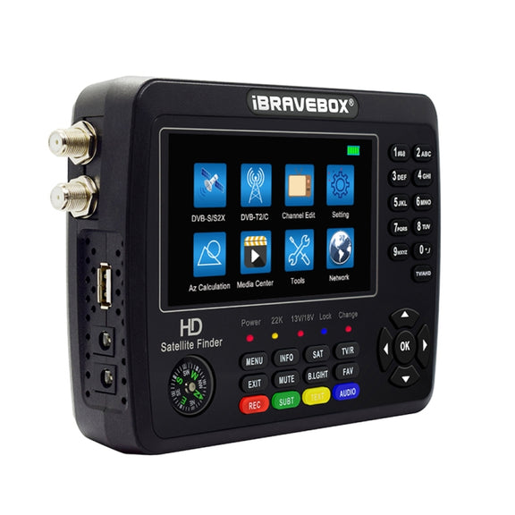 iBRAVEBOX V10 Finder Pro+ 4.3 inch Display Digital Satellite Meter Signal Finder, Support DVB-S/S2/S2X/T/T2/C AHD, Plug Type:US Plug(Black)