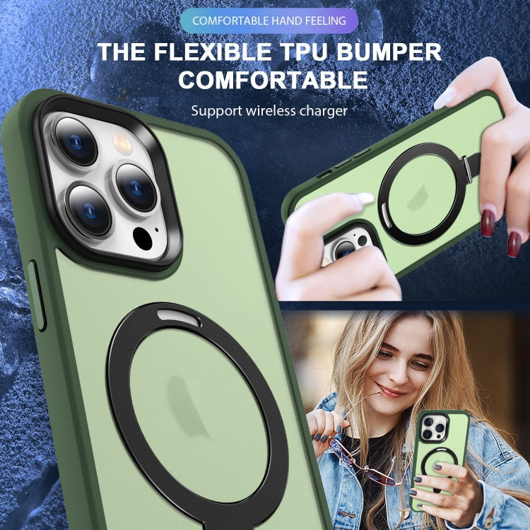 For iPhone 15 Plus MagSafe Holder Skin-feel PC Hybrid TPU Phone Case(Green) - iPhone 15 Plus Cases by PMC TechLife | Online Shopping South Africa | PMC TechLife