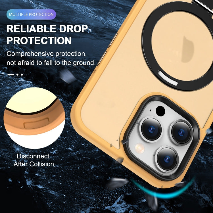 For iPhone 15 Skin-feel MagSafe Holder PC Hybrid TPU Phone Case(Orange)