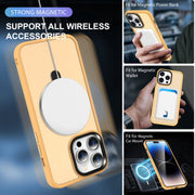For iPhone 14 MagSafe Holder Skin-feel PC Hybrid TPU Phone Case(Orange)