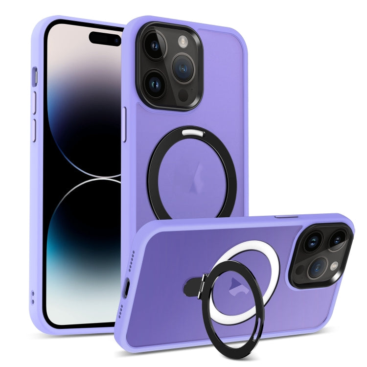 For iPhone 14 Pro Skin-feel MagSafe Holder PC Hybrid TPU Phone Case(Purple) - free shipping - PMC TechLife - Order now!