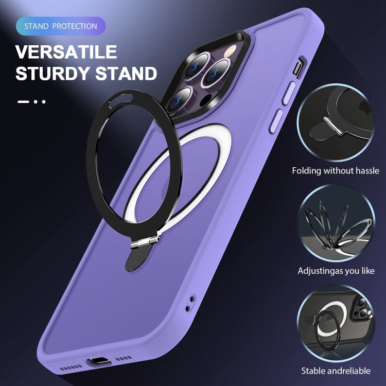 For iPhone 14 Pro Skin-feel MagSafe Holder PC Hybrid TPU Phone Case(Purple) - free shipping - PMC TechLife - Order now!