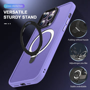 For iPhone 14 Pro Skin-feel MagSafe Holder PC Hybrid TPU Phone Case(Purple)