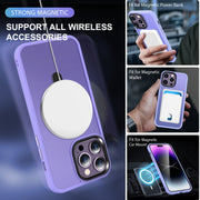 For iPhone 14 Pro Skin-feel MagSafe Holder PC Hybrid TPU Phone Case(Purple)