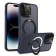 For iPhone 14 Pro Max MagSafe Holder Skin-feel PC Hybrid TPU Phone Case(Dark Blue) - iPhone 14 Pro Max Cases by PMC TechLife | Online Shopping South Africa | PMC TechLife