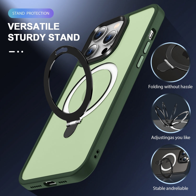For iPhone 13 Pro Skin-feel MagSafe Holder PC Hybrid TPU Phone Case(Green) - iPhone 13 Pro Cases by PMC TechLife | Online Shopping South Africa | PMC TechLife | Buy Now Pay Later Mobicred