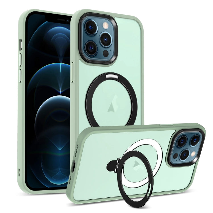 For iPhone 12 Pro Max MagSafe Holder Skin-feel PC Hybrid TPU Phone Case(Matcha Green) - iPhone 12 Pro Max Cases by PMC TechLife | Online Shopping South Africa | PMC TechLife