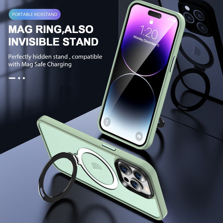 For iPhone 12 Pro Max MagSafe Holder Skin-feel PC Hybrid TPU Phone Case(Matcha Green)