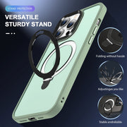 For iPhone 12 Pro Max MagSafe Holder Skin-feel PC Hybrid TPU Phone Case(Matcha Green)
