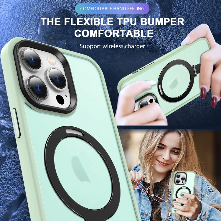 For iPhone 12 Pro Max MagSafe Holder Skin-feel PC Hybrid TPU Phone Case(Matcha Green) - iPhone 12 Pro Max Cases by PMC TechLife | Online Shopping South Africa | PMC TechLife